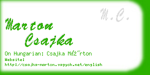 marton csajka business card